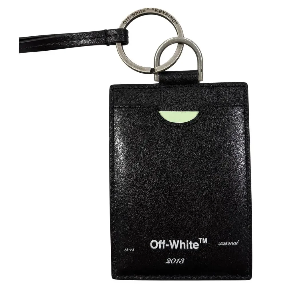 15-96(2) OFF-WHITE x VIRGIL ABLOH Leather Badge Card Holder Black